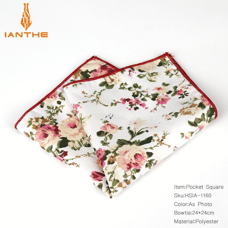 Vintage styles mærke lommetørklæde blomsterprintet lomme firkantet bryllupsfest jakkesæt hankies til mænd lomme håndklæde hanky: Ia1160