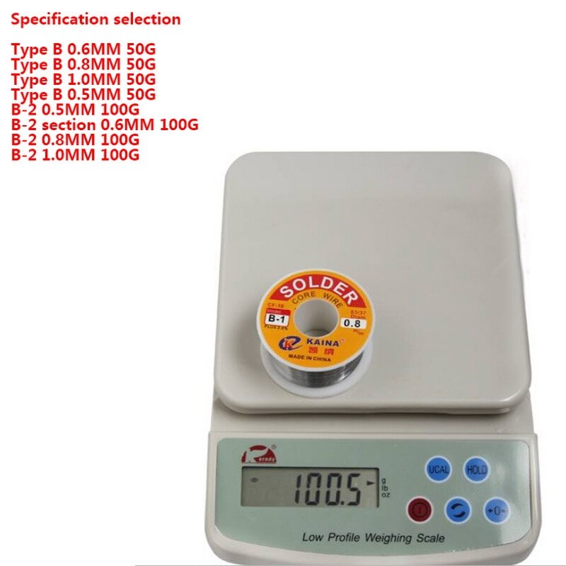 Tout 100g 0.5 / 0.6 / 0.8 / 1/63/37 Flux 2.0% 45FT étain plomb fil d'étain fondu noyau de colophane fil de soudure, pas besoin de nettoyer