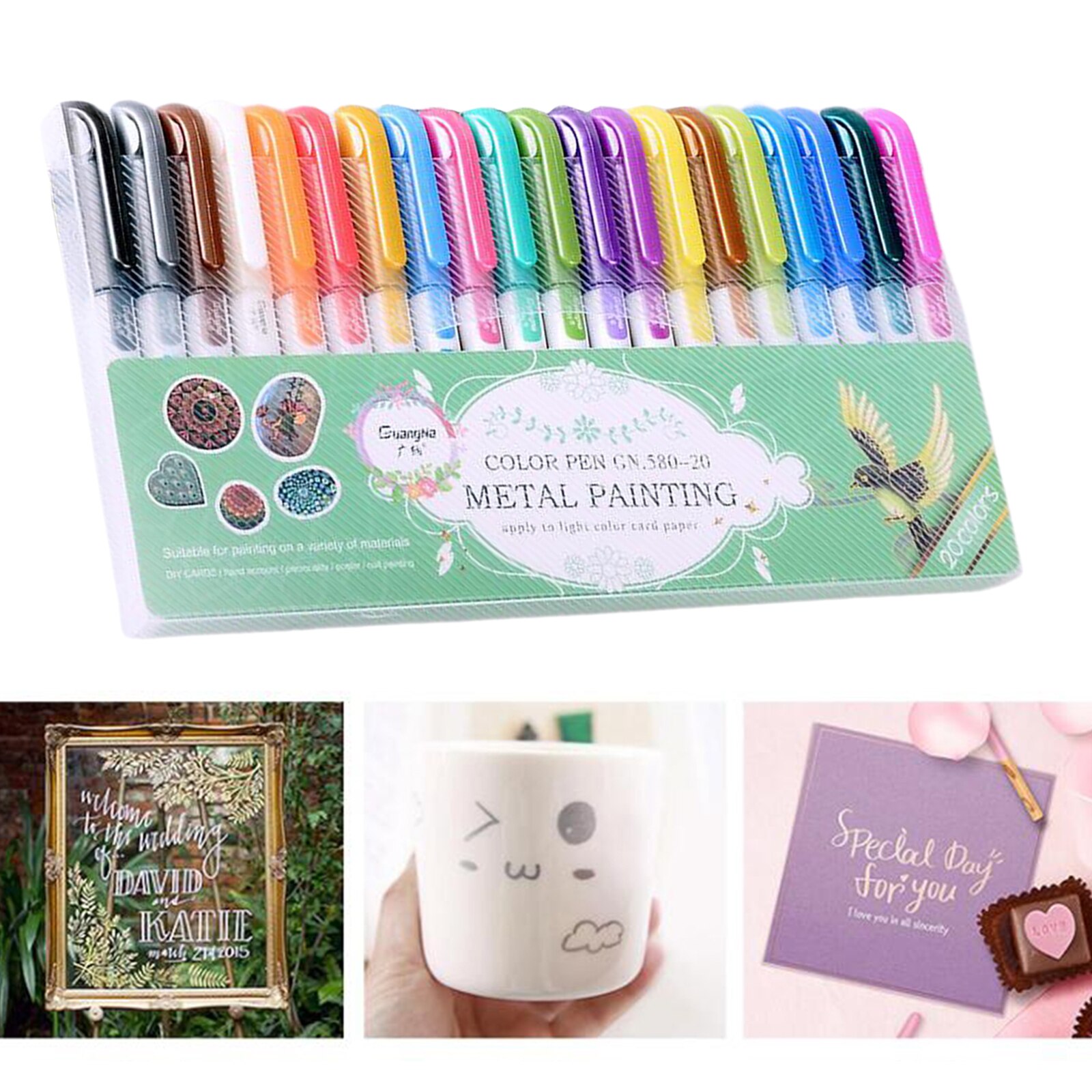 8/12 / 20x Metallic Paints Marker Pens Permanent for Metal Rock Art