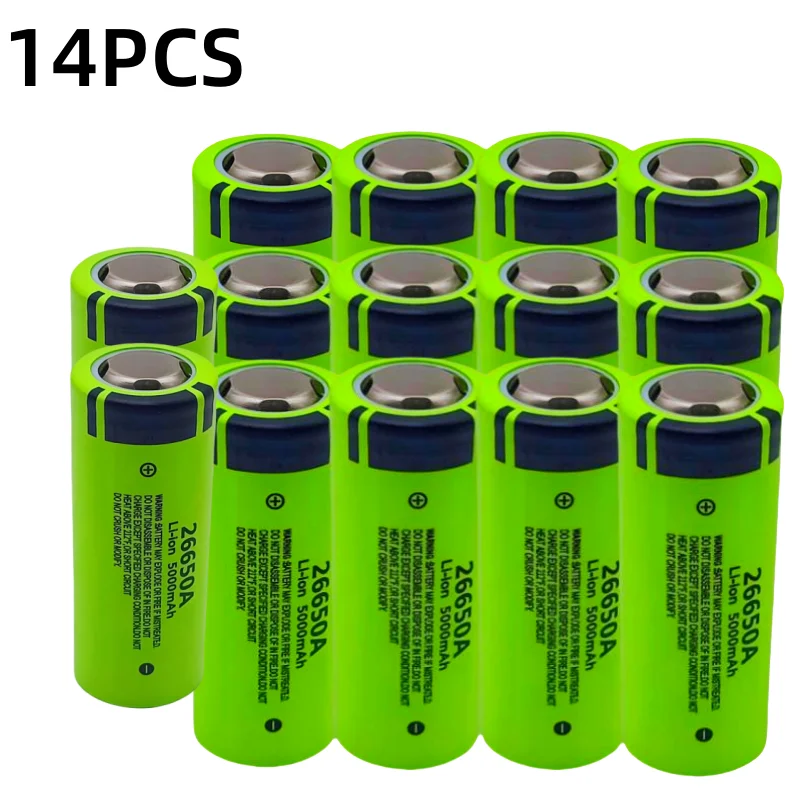100% brand ,original,high,true capacity 26650A 5000mAh 3.7V lithium-ion rechargeable battery 26650 flashlight: Clear