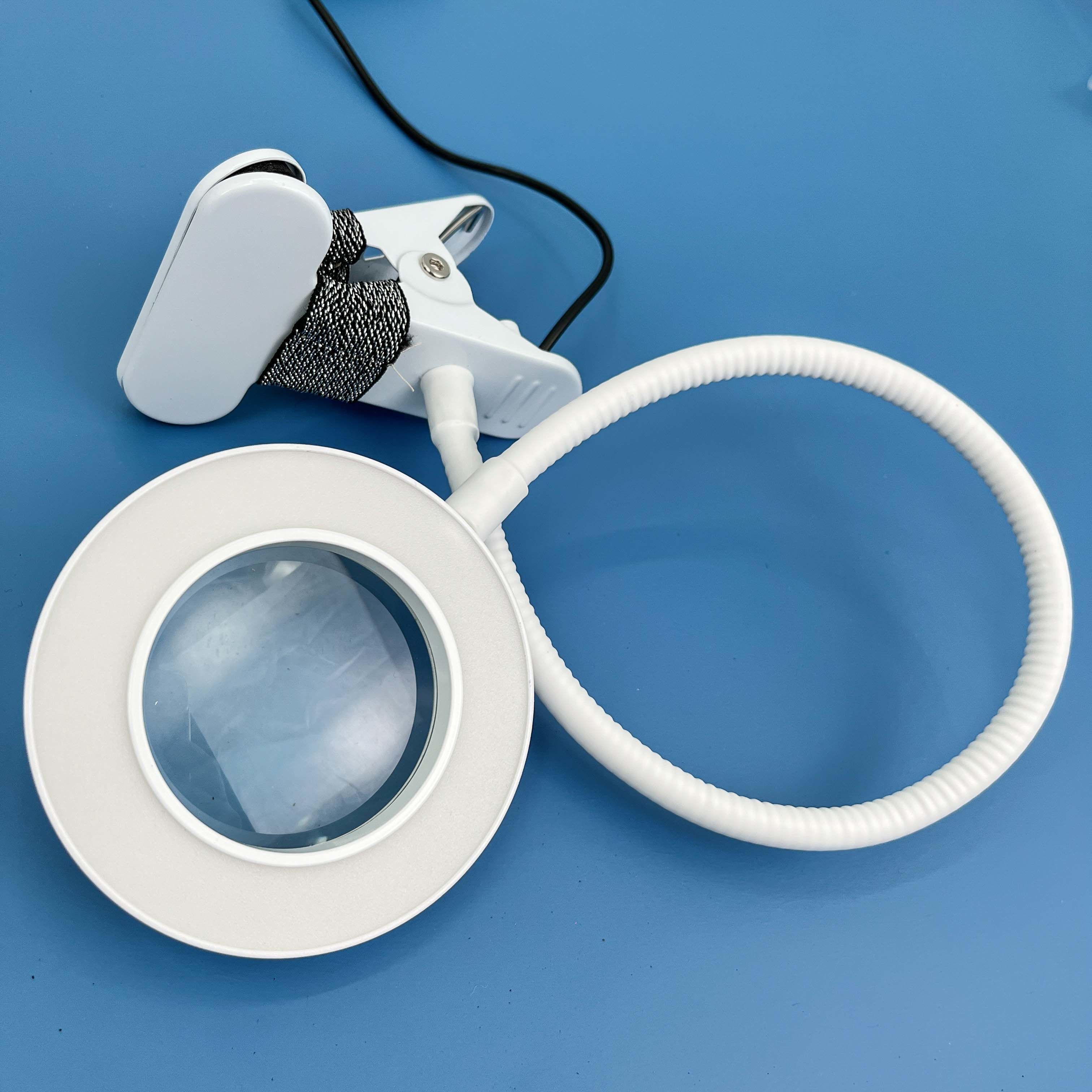 Loupe à Clip 10X avec motif de lampe, broderie de manucure et de cils, lampe spéciale pour Salon de beauté, noir et blanc, argent: WHITE