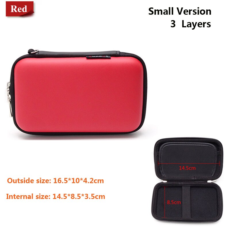 Portable Protective Storage Bag Hard Drive Bag for 2.5&quot; HDD Enclosure hard disk case power bank SD/TF card usb cable earphone: Red-S