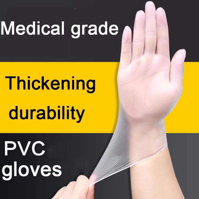 100pcs PVC/Nitrile/Latex Gloves Disposable Gloves For Home Cleaning Rubber Glove for work/Laboratory/Garden S/M/L: Transparent(PVC) / M