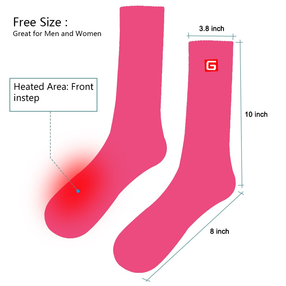 Calcetines calientes de invierno para mujer, medias eléctricas con batería recargable de 3,7 V, para pies fríos crónicos, para dormir y senderismo, color rosa