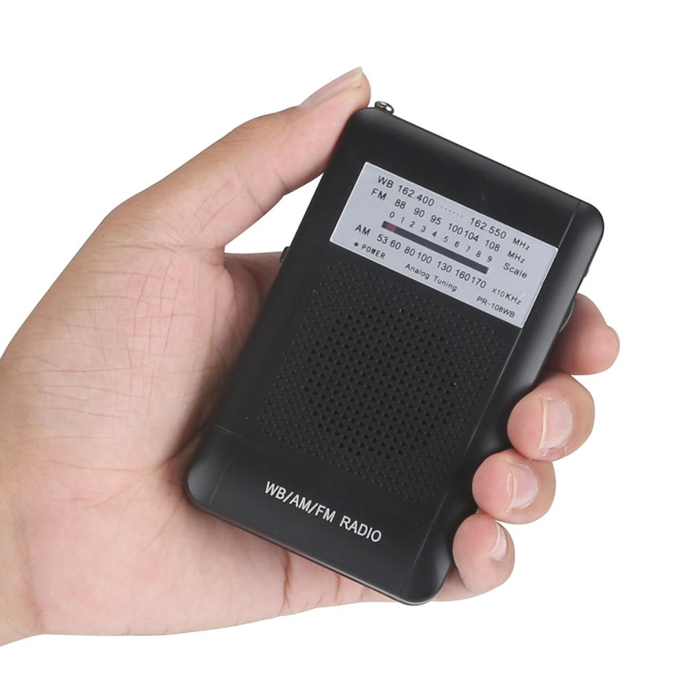 Portable Mini Radio AM/FM/WB NOAA Emergency Pointer Tuning Radio Handheld Pocket Radio Receiver With Weather Warning