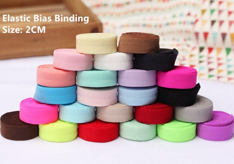 20Meters / Lot 2CM Spandex Bias Binding Elastic trim tape clothes hat craft patchwork seam underwear free ship
