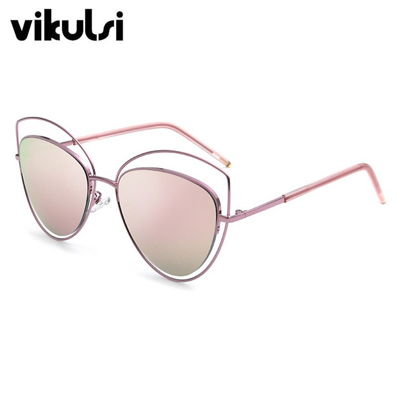 gafas de sol de espejo rosa de gran tamaño ojo de gato Vintage mujeres gafas de sol de mujer gafas de sol de señora al por mayor