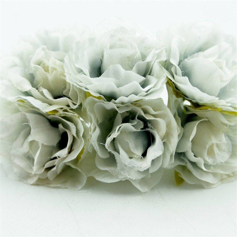 6 stuks van zijde handgemaakte kunstmatige boeket bruiloft decoratie familie tuin thee tafel vaas bloemstuk DIY walnoot decal: gray