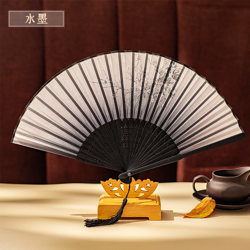 Éventail pliant de danse de Style chinois et japonais, petit Costume rétro classique, tissu à pampilles: e