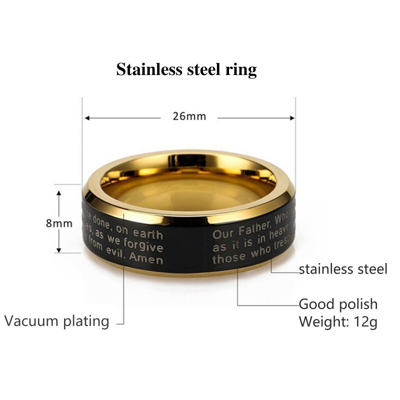 Rvs Cross Ring Alfabet Bijbel Gebed Vinger Ring Mannen Amulet Sieraden Voor Jezus Katholieke Christelijke Gelovigen Dior