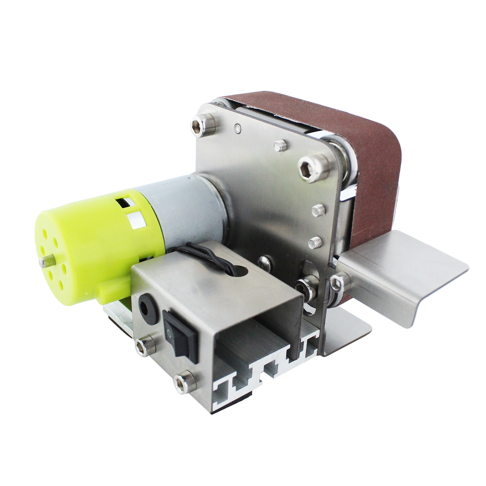 Mini Belt Grinder Electric Sanding Polishing Grinding Machine 7 Variable Speed with 10 Sanding Belts for Polishing Wood Metal