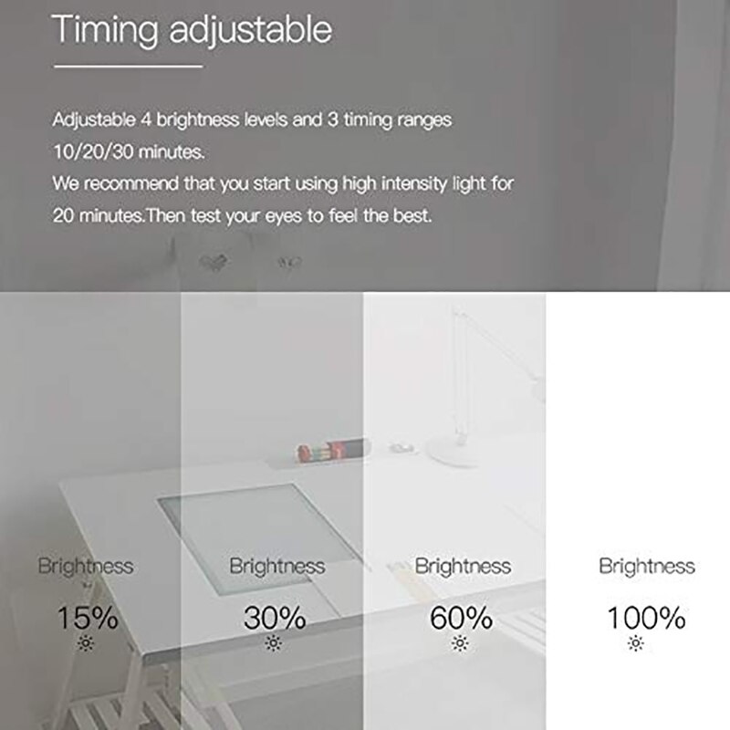 Bright White Light Therapy Lamp with 4 Adjustable Brightness, UV-Free 10,000 Lux LED Therapy Light, Press Control with Timer Fun