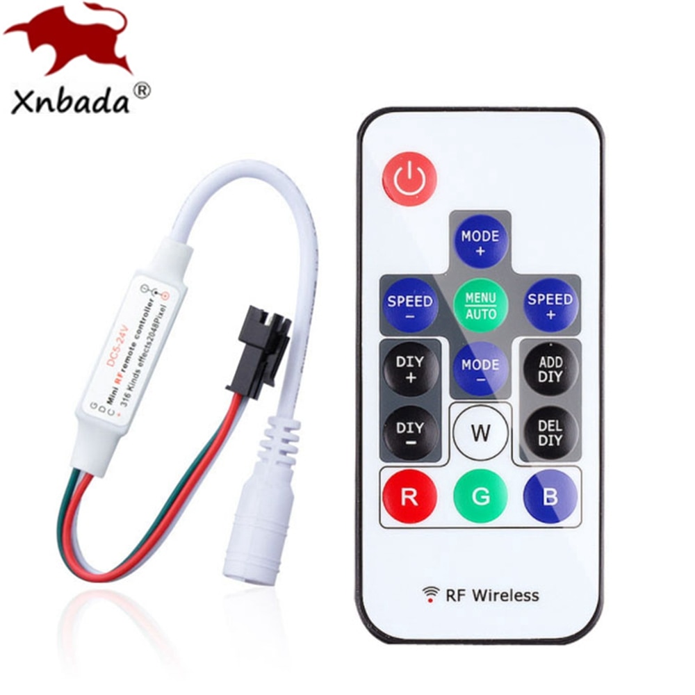 WS2811 WS2812B Rgb Led Light Strip Controller Wireless Rf 14 Toetsen Afstandsbediening Ondersteuning 2048Pixels DC5-12V