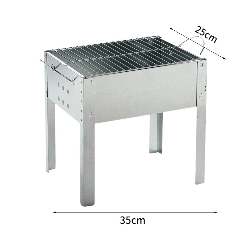 Portable Barbecue Grilling Stainless Steel Charcoal Rectangle Folding BBQ Barbecue Family Outdoor Camping Cooking Picnic Tool