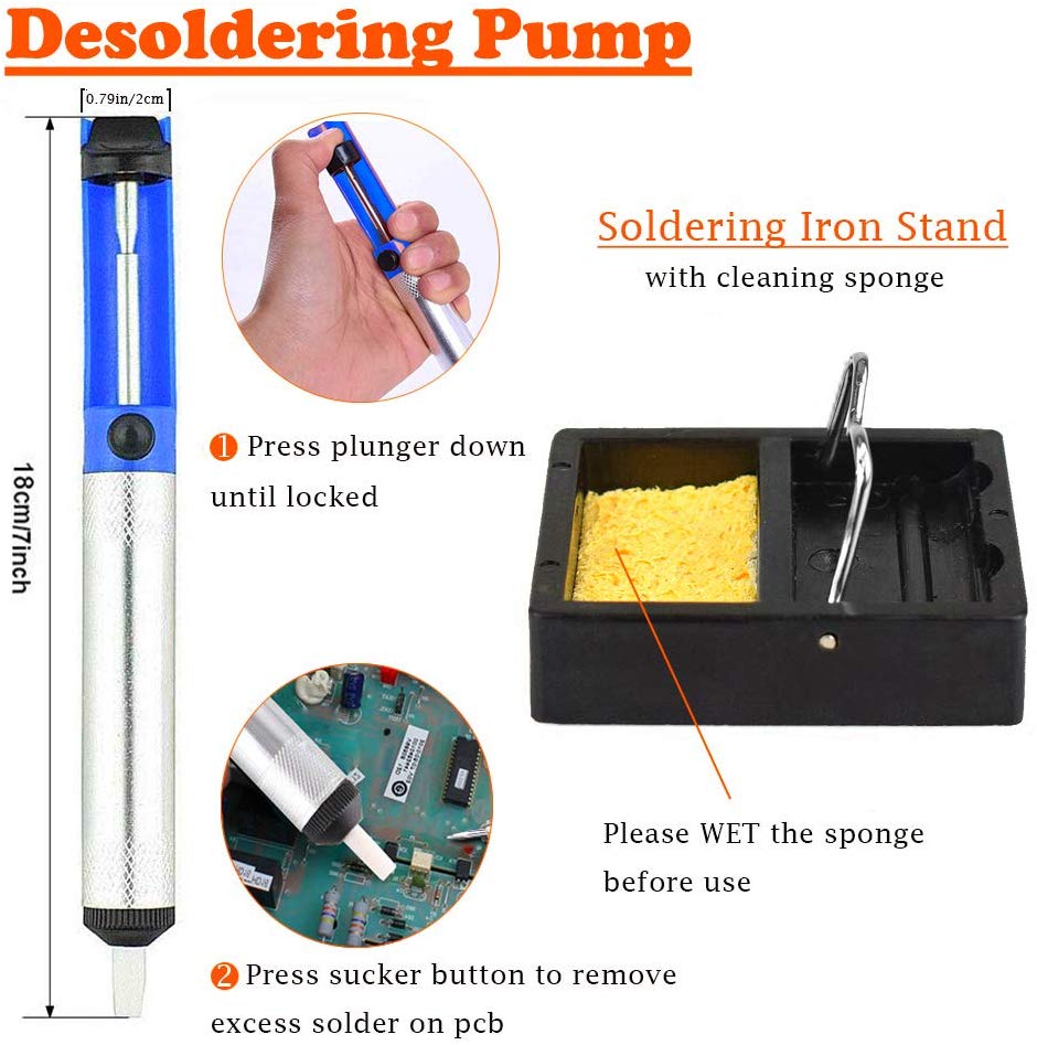 Full Set 60W 110V/220V Electric Soldering Iron Kit with Adjustable Temperature Welding Iron Electronic Repair Tool