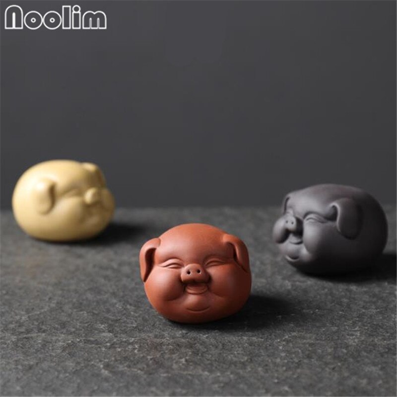 Lilla ler dejlig gris ornament små te kæledyr boutique te bord dekoration tilbehør