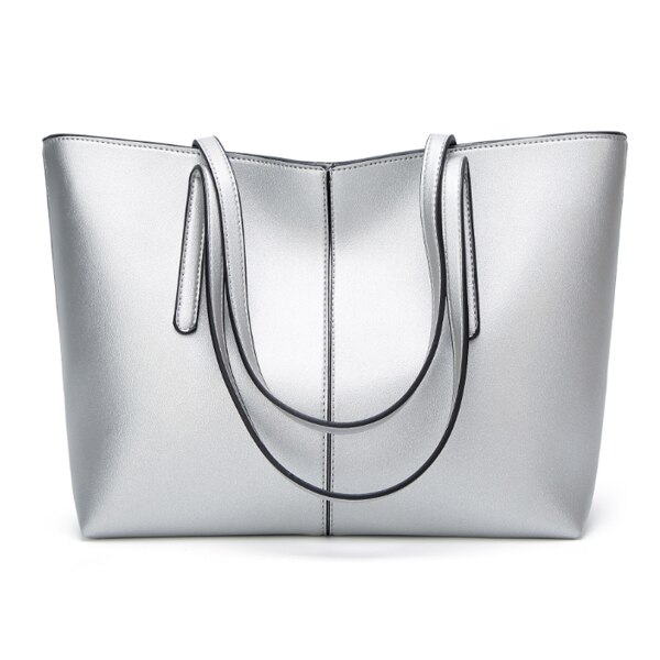 ACELURE doux sac à bandoulière en cuir synthétique polyuréthane pour les femmes solide haute capacité fourre-tout décontractés femme all-match sac à bandoulière dames sac à main: Silver