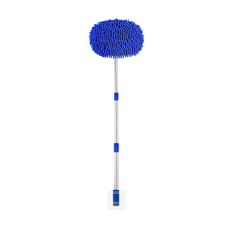 Autowasmop Reinigingsborstel Telescopisch Lange steel Reinigingsmop Chenille Bezemverzorging Detaillering Mopborstel Autoreinigingsgereedschap: WHITE