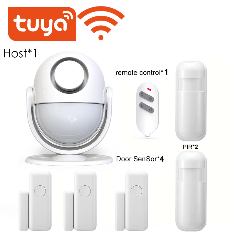 Tuya Smart Home Security WIFI Alarm System 120dB Works With Google Alexa 433 PIR Detector Door Sensor Smart Life App Burglar: KIT 5 / UK Plug