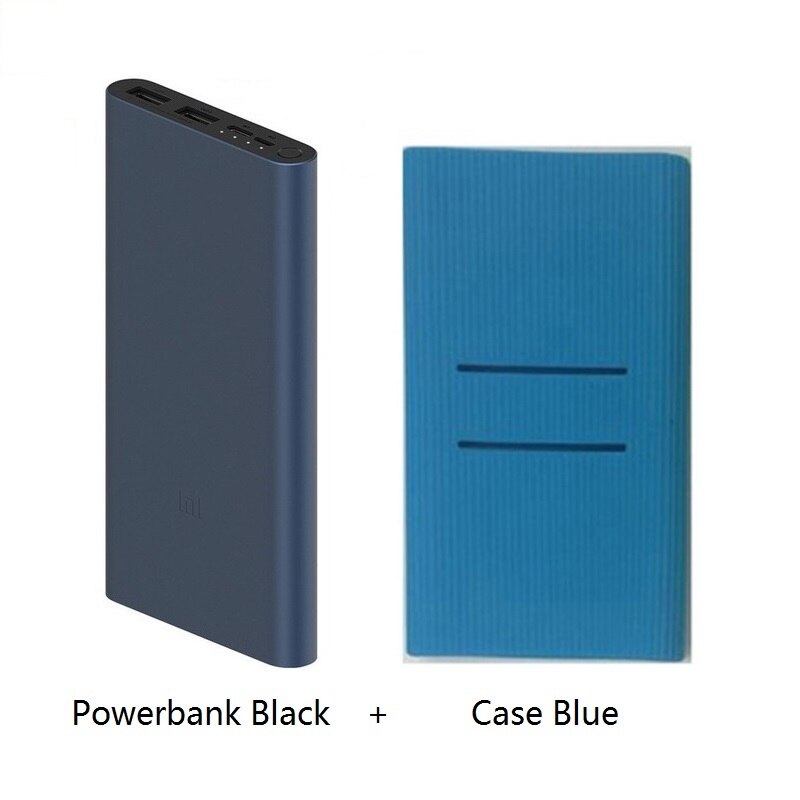 Xiaomi Mi Power Bank 3 10000 mAh External Battery portable charging Quick Charge 10000mAh Powerbank Supports 18W Charging: Black Add Blue