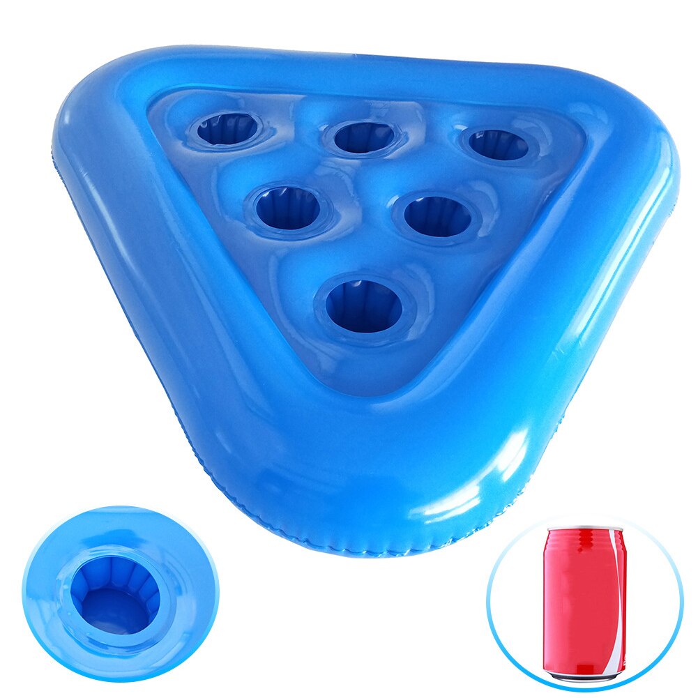 Posavasos flotador portátil de 6 agujeros para bebidas, posavasos de PVC, práctico soporte para tazas de piscina, Triangular inflable, accesorios para fiestas de agua de verano
