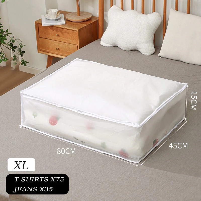 Underbed Storage Bag Foldable Quilt Bag Wardrobe Clothes Storage Box Dustproof Organizer Large Capacity Quilt Storage Bag: XXL / DARK GRAY