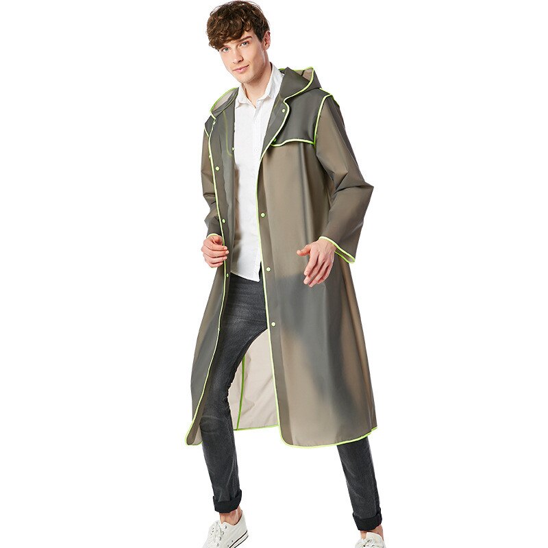 Adulte hommes femmes long eva épais vêtements de pluie universel imperméable poncho randonnée randonnée imperméable à capuche: Gris / Xl
