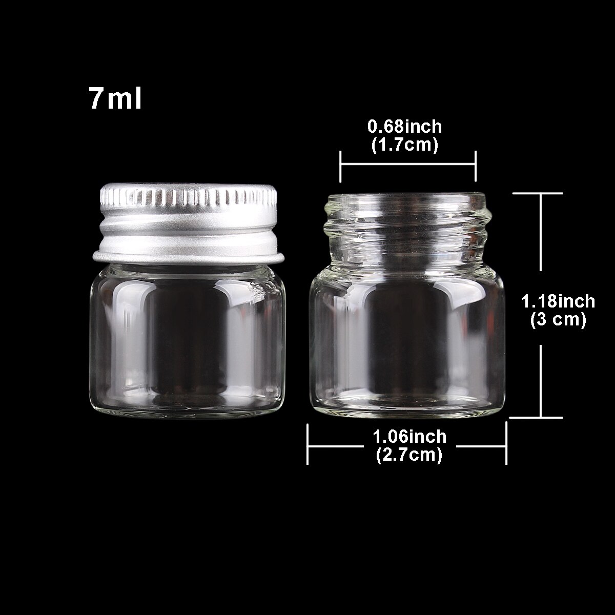 Botellas de vidrio transparente con tapas de aluminio, CON POCIÓN frascos de vidrio, viales de botella de cristal para recuerdos de boda, 7ml, 27X30mm, 5 uds.