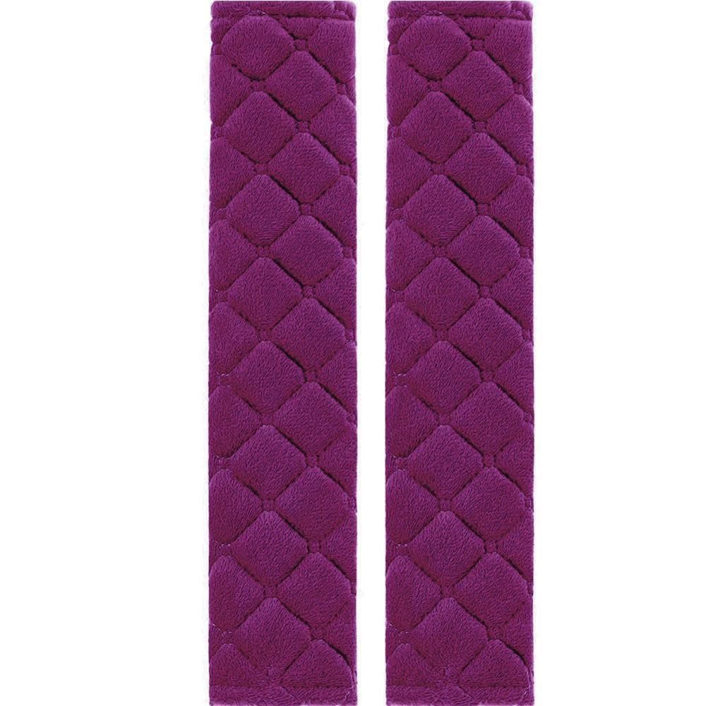 2 stk bil sikkerhetsbelte deksel sele skulder deksel flanell sikkerhetsbelte kappe bil dekorasjon tilbehør interiør rekvisita: Lilla