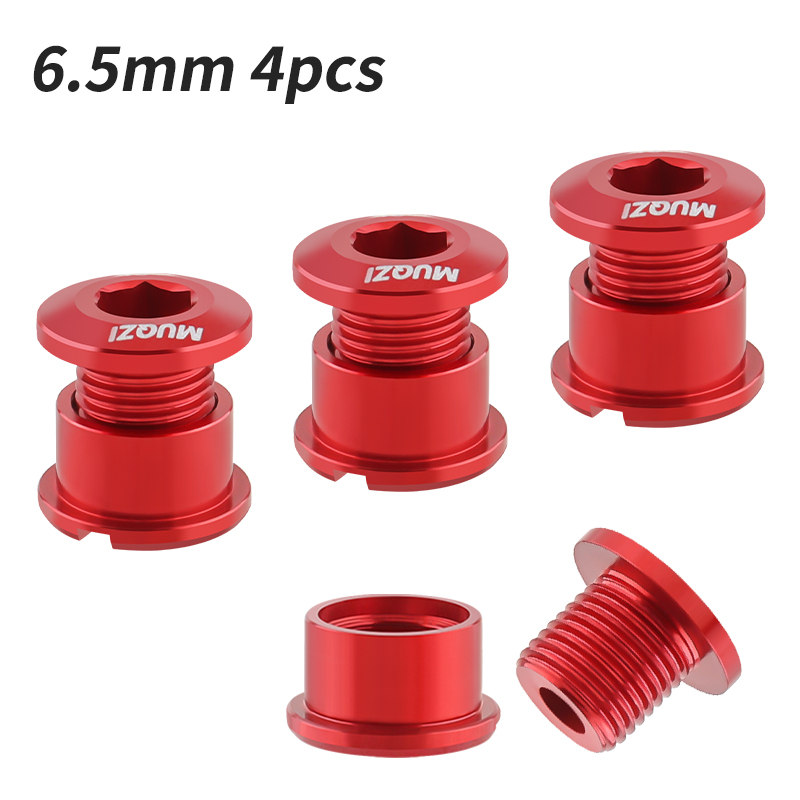 MUQZI 4/5PCS Kettingblad Bouten Enkele Dubbele Kettingblad Schroeven Mountain Road MTB Crank Bouten 6.5/8.5mm: Bordeaux