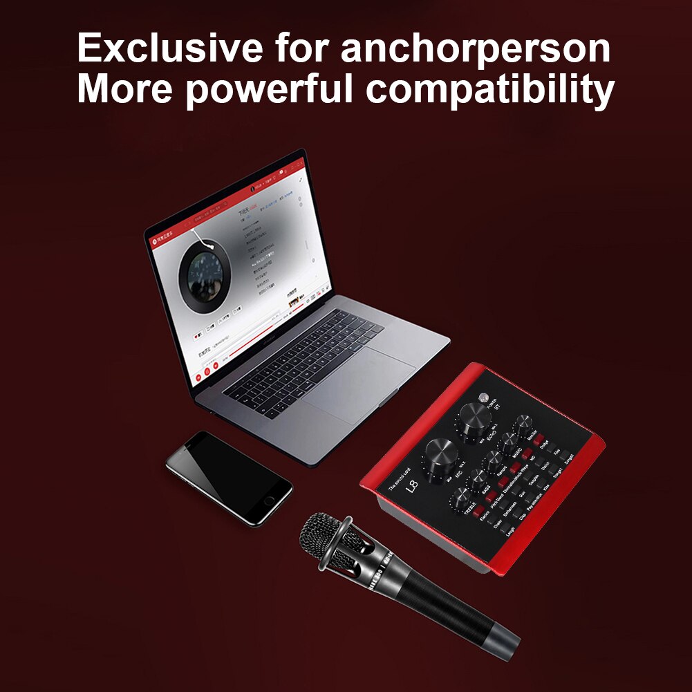 Portable Sound Card KTV Mixing Effect USB Rechargeable Home Office Mobile Phone Computer Singing Live Broadcast