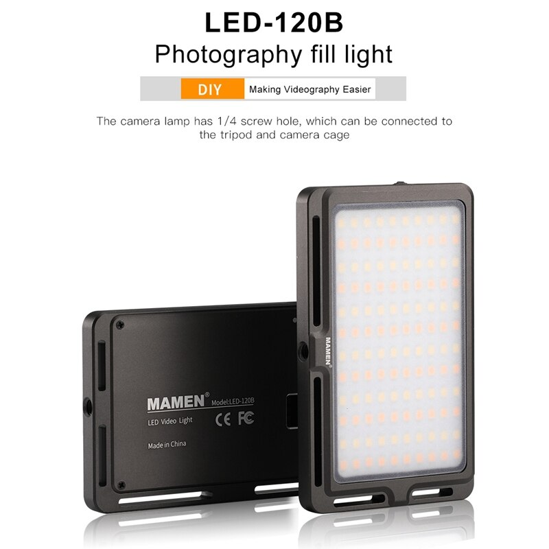 MAMEN 3000-6500K Fill Light Portable Photography LED Light for Photo Studio Video Lighting 120 LEDs 3000MAh