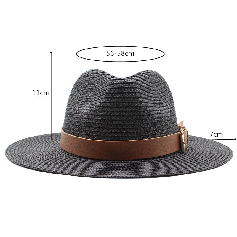 Brede Rand Zomer Fedora Jazz Cap Straw Panama Hoed Grandado