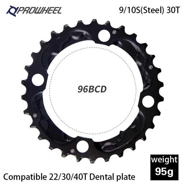 PROWHEEL Road Chainring 64/96/104BCD Mountain Bike Chainwheel 22/24/30/32/40/ 42/ 44T Sprocket Aluminum Alloy Steel Tooth Plate: 96BCD 30T