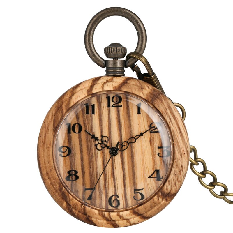 Klassieke Houten Zakhorloge Vrouwelijke Grote Hout Wijzerplaat Mannen Hanger Horloges Praktische Ketting Ruwe Chain Relogio De Bolso