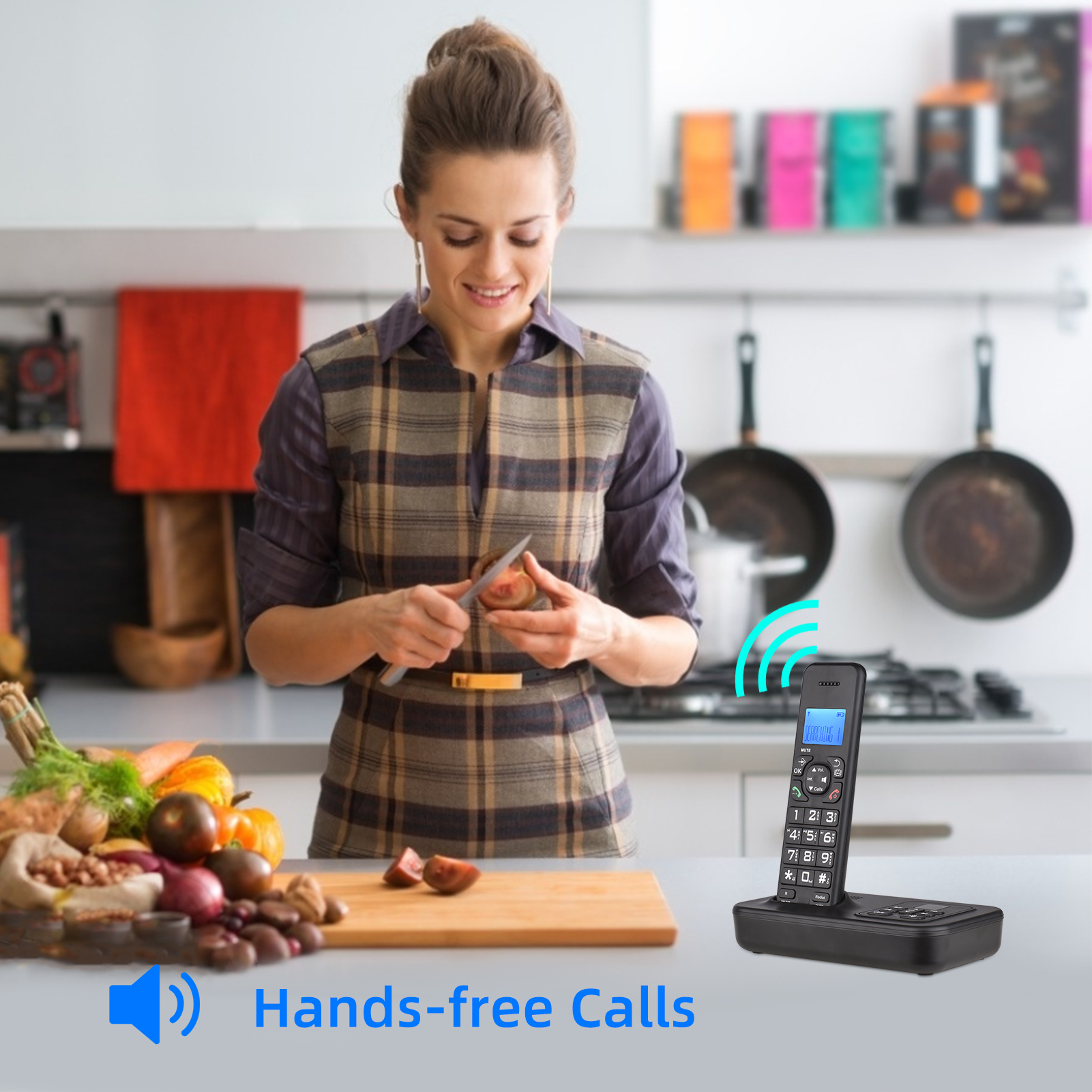 Expandable Cordless Phone System with Telephone Answering Machine 3 Lines LCD Display Hands-free Calls 16 Languages for Office