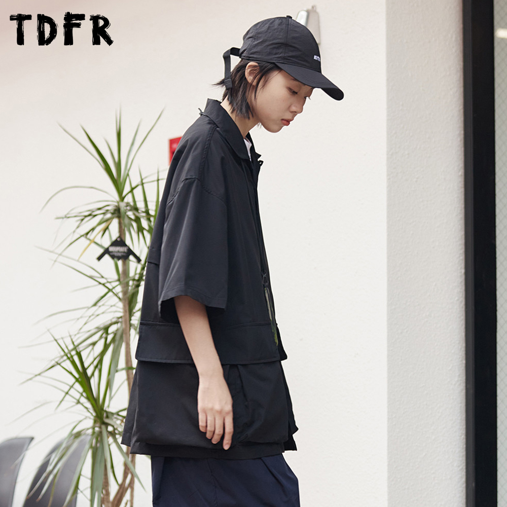 Effen Kleur Korte Mouwen Shirt Heren Safari Stijl Revers Shirts Zomer Amekaji Casual Losse Half Mouwen Mannen