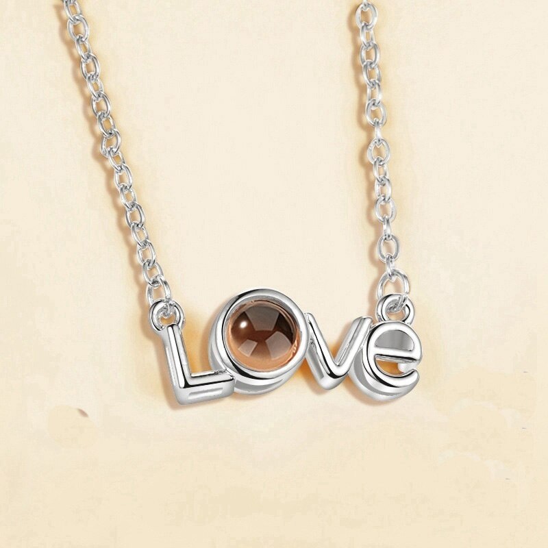 20 Styles Rose Gold&Silver 100 Languages I Love You Projection Pendant Necklace Romantic Love Memory Wedding Necklace for Women: 14SP0034