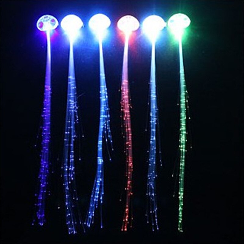 20\50pcs a pack LED Hair Clip Light-Emitting Fiber Optic Wire Hairpin Luminous Silk Braids Styling Tool LED toy for party