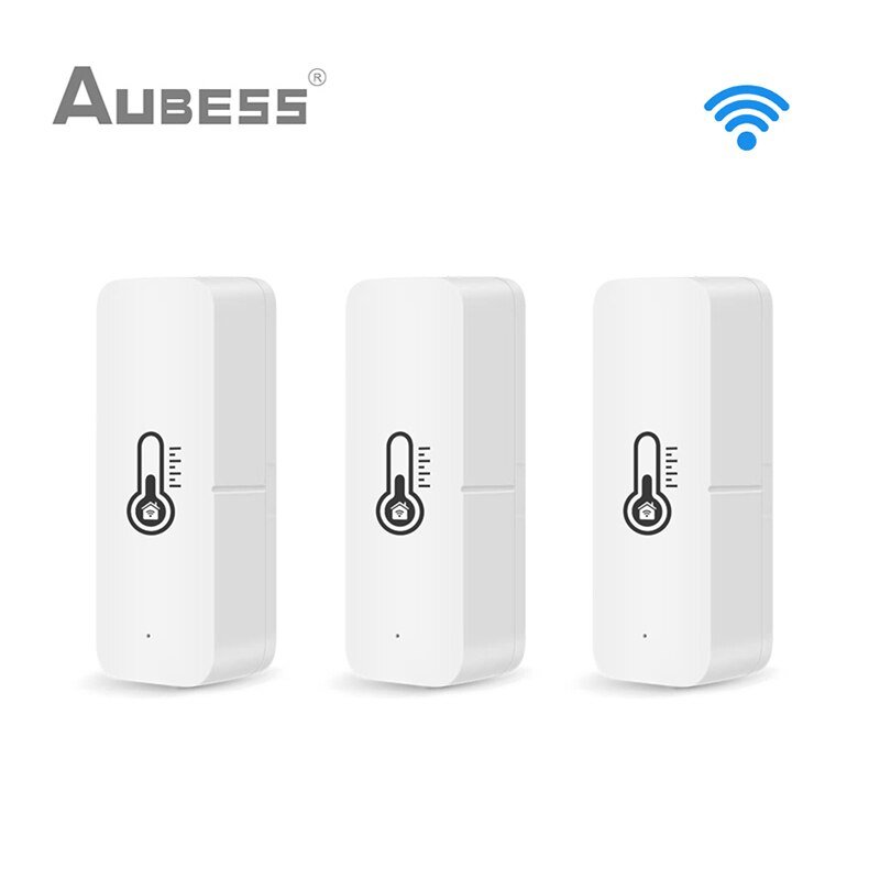 AUBESS Tuya WiFi Temperature And Humidity Sensor Indoor Hygrometer Controller Monitoring Works With Alexa Google Home Smart Life: 3Pcs
