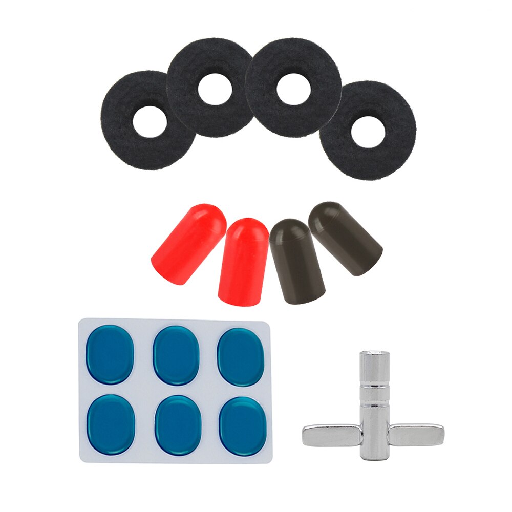 Drum Set Accessories Kit with 4pcs Cymbal Stand Felt Washeres + 4pcs Drumstick Rubber Tips + 6pcs Drum Damper Gel Pads