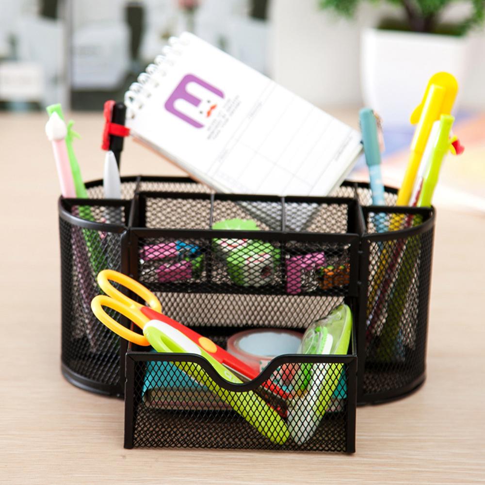 9 Grids Desk Organizer Multifunctionele Metalen Romp Meer Duurzaam Mesh Pen Holder School Kantoren Briefpapier Container Doos