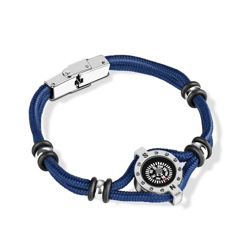 Titane acier Bracelet corde aventure escalade boussole ornements bijoux en plein air Camping randonnée sauvage Navigation outil: L