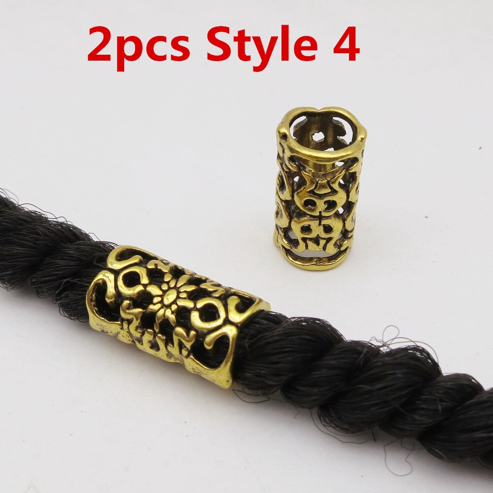 2 stk forskjellige 10 stiler viking hår flette Grue seg skjegg dreadlock perler ringetone rør til hårtilbehør: 2 stk stil 4