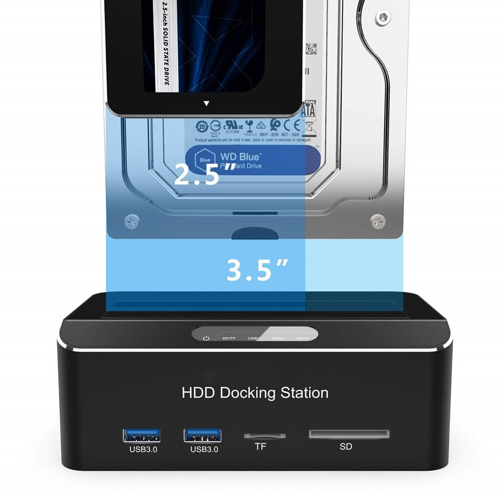 Tool Gratis Usb 3.0 Naar Sata Externe Harde Schijf Docking Station Met 2-Port Hub En Kaartlezer Voor 2.5/3.5 Inch Hdd Ssd Sata Iii
