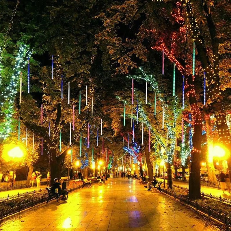 30/50 cm Solar- LED Meteorschauer Licht Schnur Licht Wasserdicht Gebühr Garten Dekor draussen LED Straße Girlande weihnachten