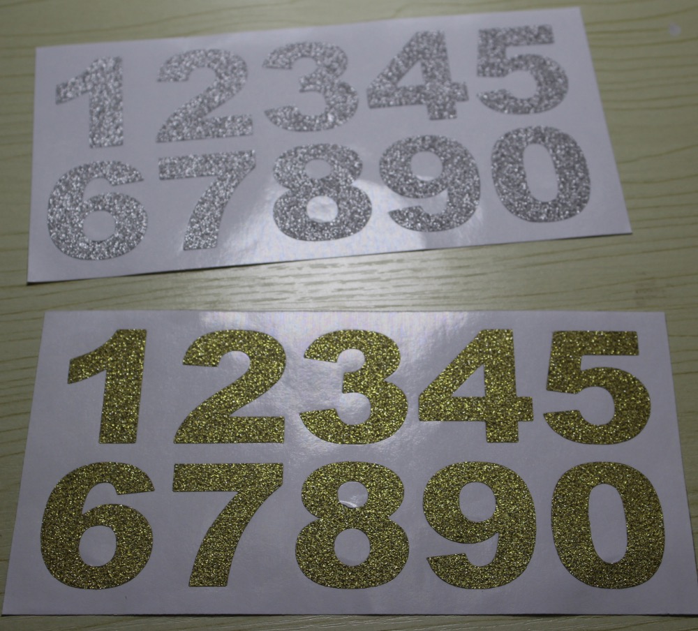 Glitter goud, zilver Nummers sticker-18x9 cm/sheet