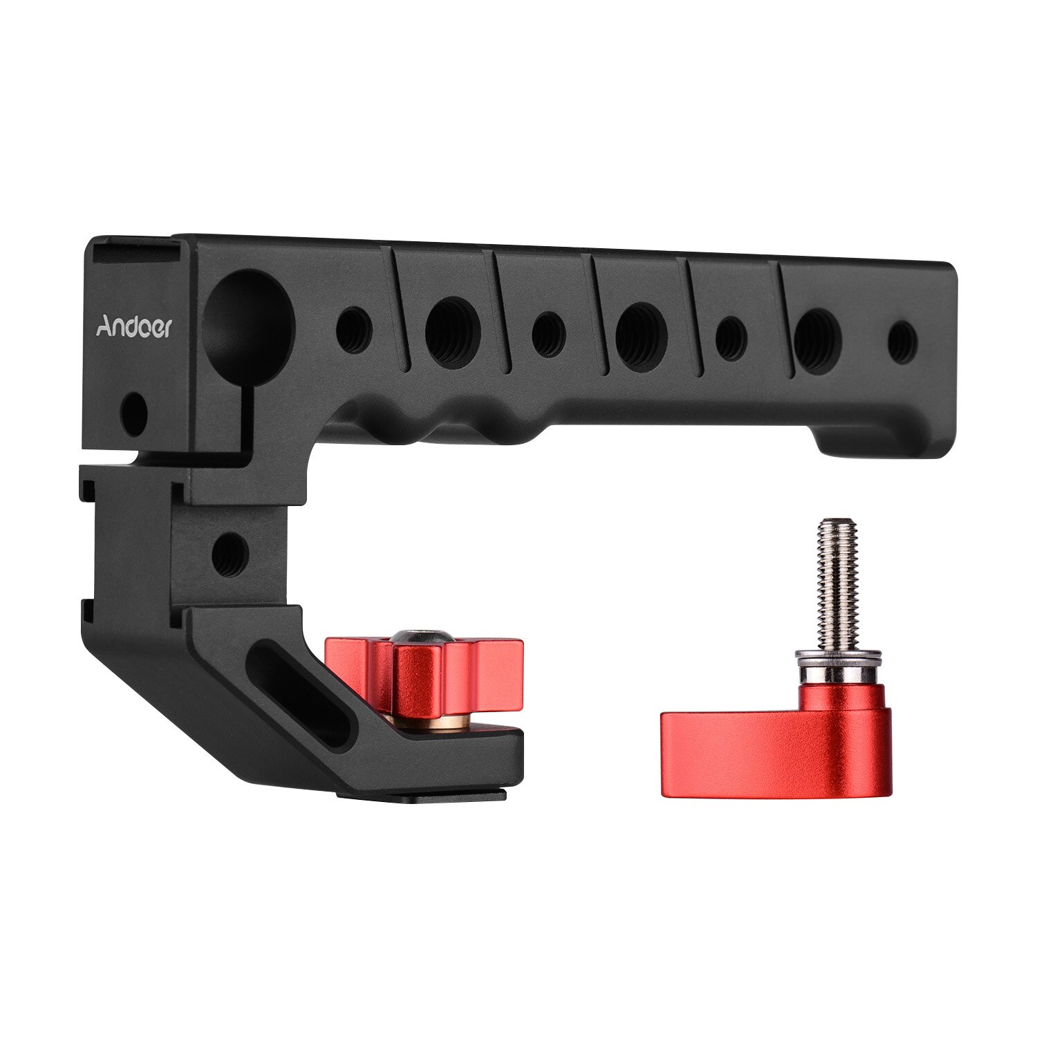 Uchwyt rękojeści kamery Andoer z mocowaniem na zimno 1/4 3/8 otwory gwintowane zacisk pręta robić mikrofonu doprowadziło światło montaż kamery takielunek