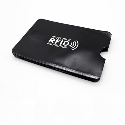 5 kpl turvavarkaudenestolukija rfid-sulkuholkki suojaa luottokortteja kotelon kansi alumiinipinnoitettu paperi id pankkikortin pidike: B- musta