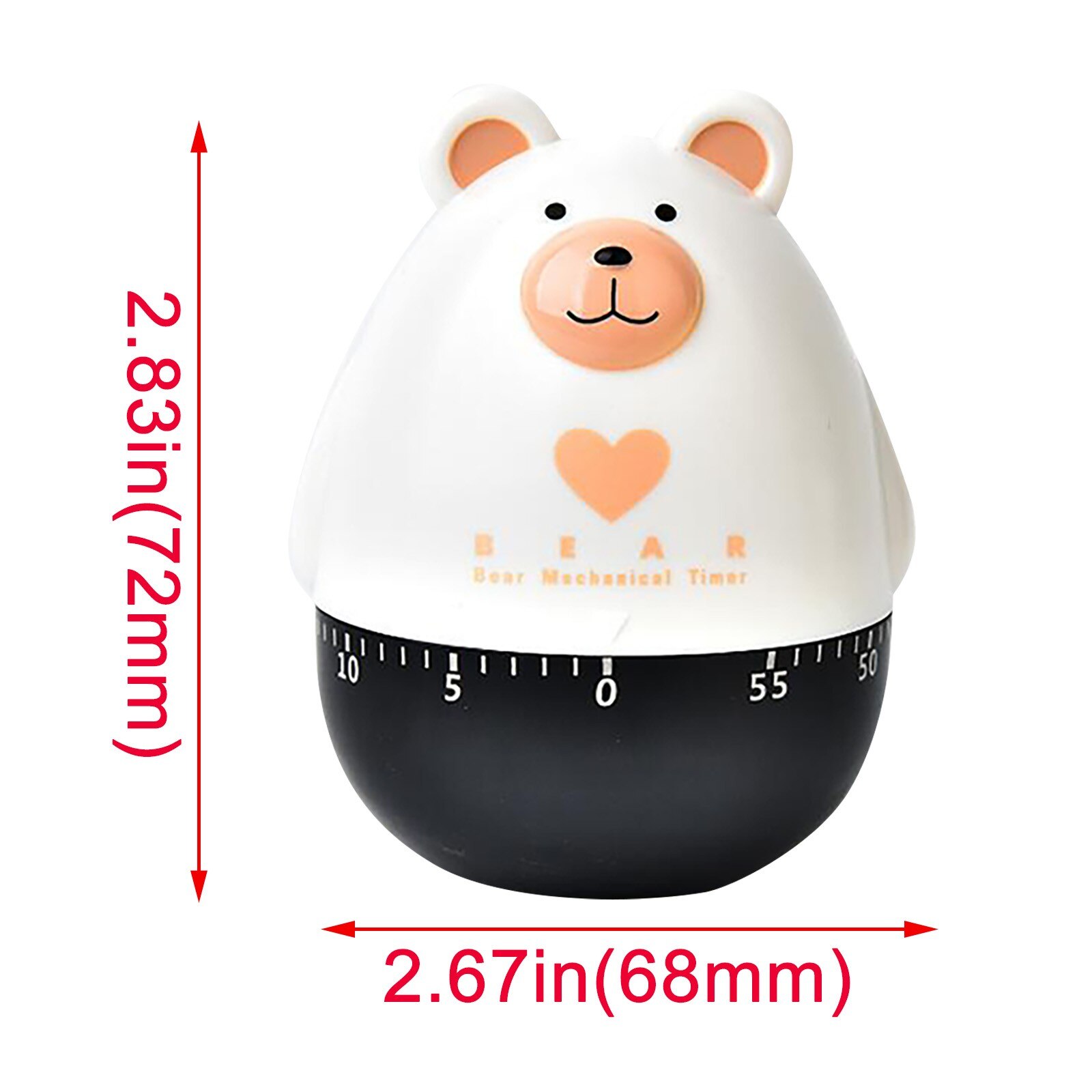 Kitchen Timer Cartoon Cute Animal Bear Bull Analogue Alarm Gadget Bell Time Food Child's Favorite Appearance Cooking Chef#35